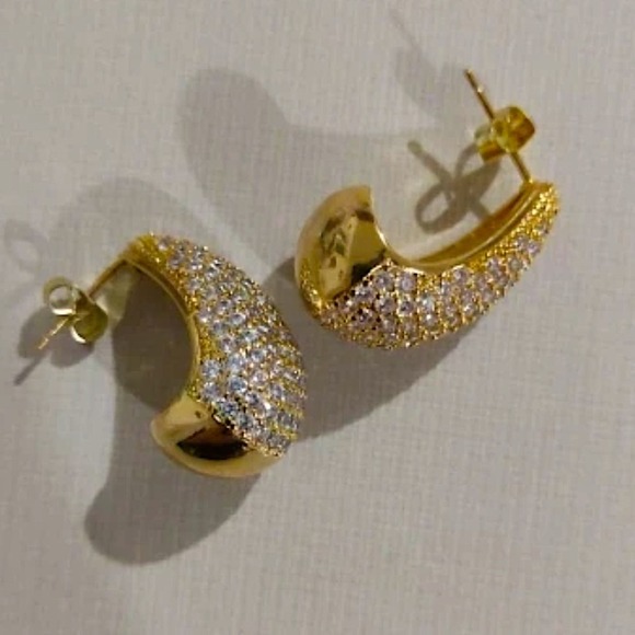 Gold Zircon Water Drop Earrings Luxury Exquisite Tear Drop Gold Plated Gift - Picture 10 of 13